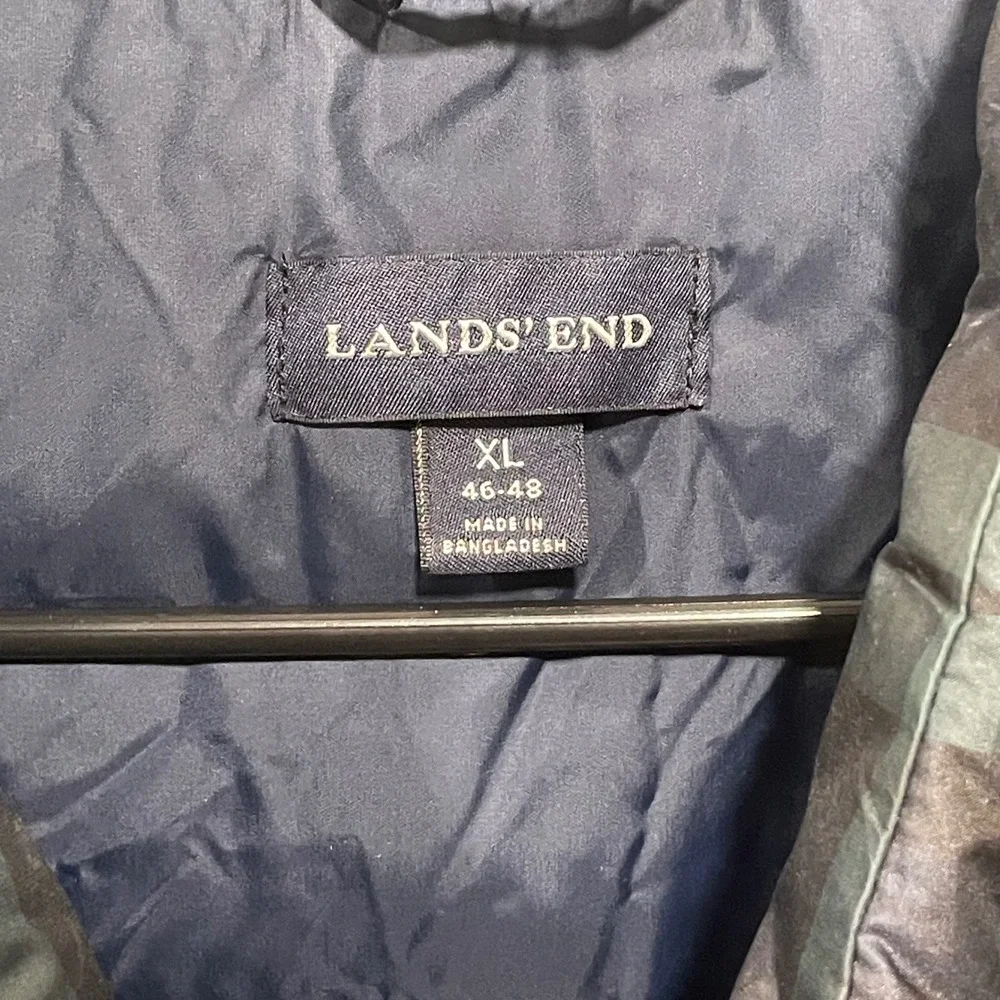 Lands End Men's Plaid Puffer Vest XL Insulated Full Zip Padded Outdoor‎ Gilet - Picture 3 of 7
